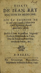 Cover of Essays de Iean Rey, docteur en medecine
