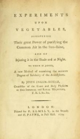 Cover of Experiments upon vegetables