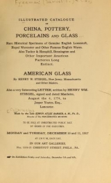 Cover of Illustrated catalogue of China, pottery, porcelains and glass