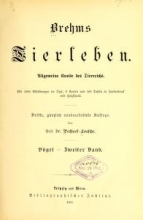 Cover of Brehms Tierleben allgemeine Kunde des Tierreichs - mit 1800 Abbildungen im Text, 9 Karten und 180 Tafeln in Farbendruck und Holzschnitt